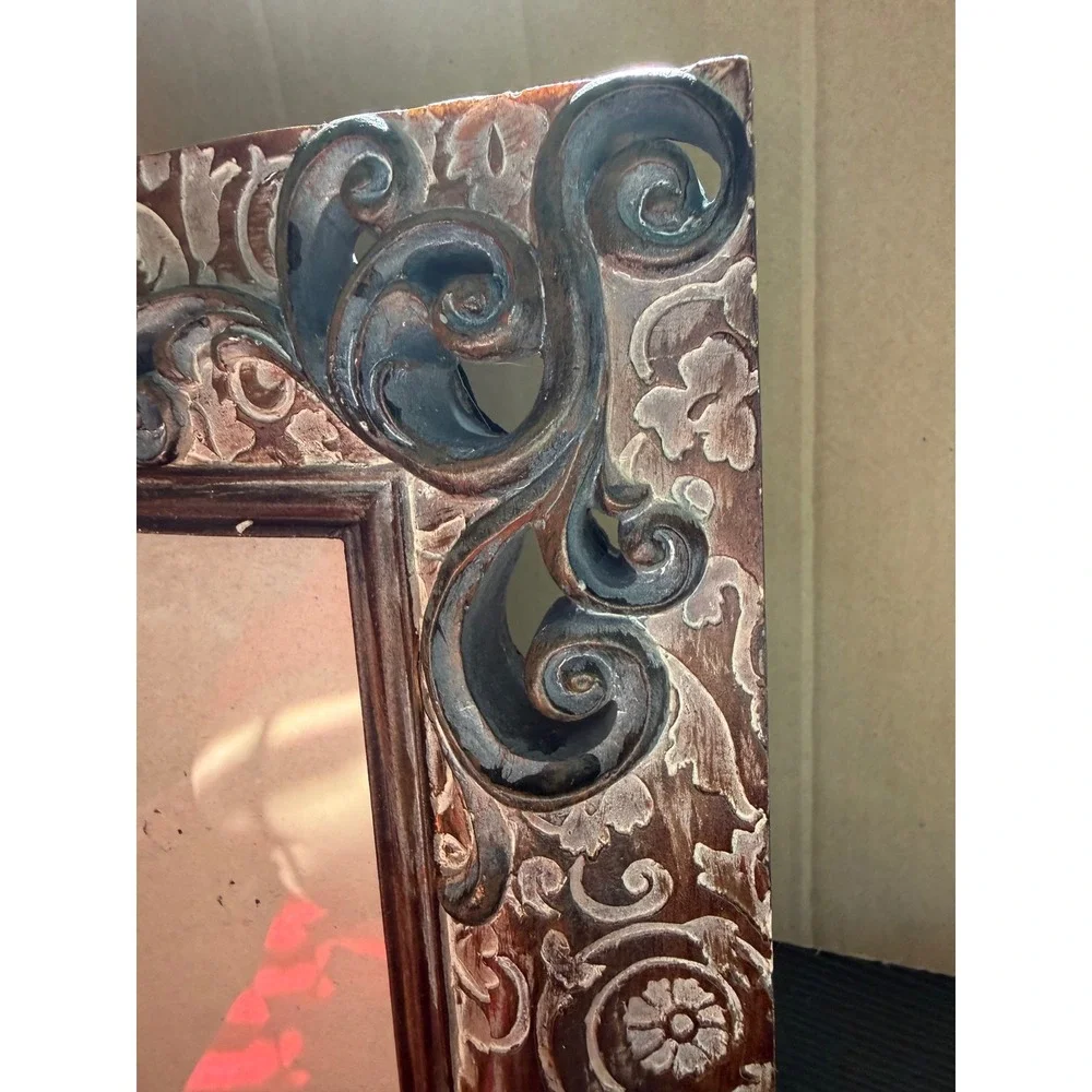 Vintage Ornate Distressed Heavy Resin Picture Frame 4x6 Scroll Floral Brown